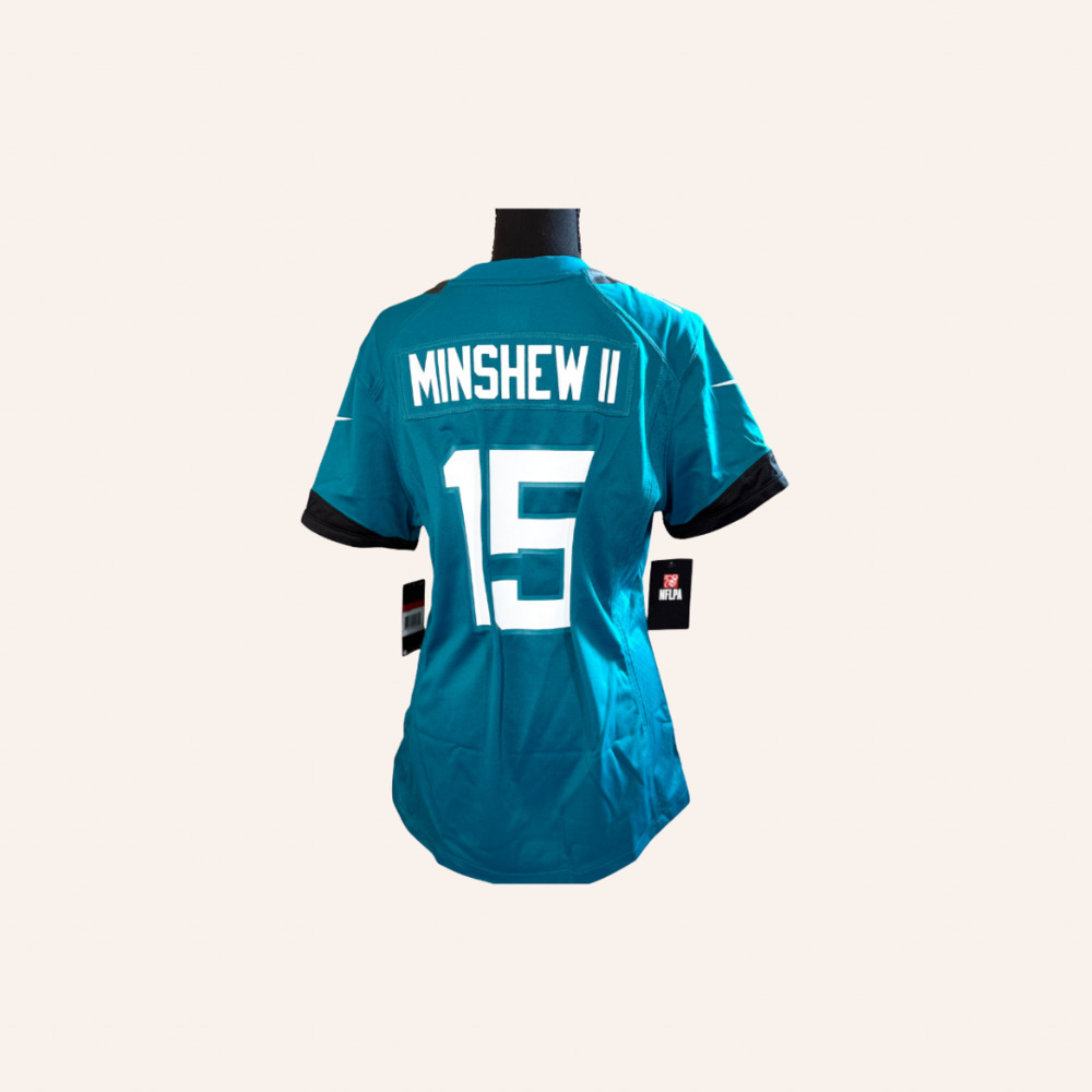 Jacksonville Jaguars Minshew II #15 Teal Women's Football Jersey - Picture 2 of 3